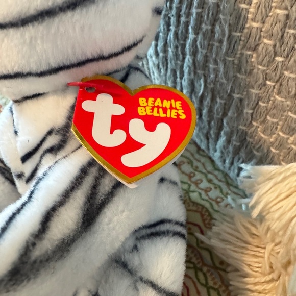 Ty Beanie Bellies "Tatters" Striped Plush with Bright Green Eyes - Picture 3 of 7